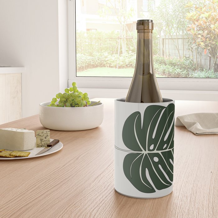 Split Philodendron Leaf Illustration Wine Chiller Gallery Image 4