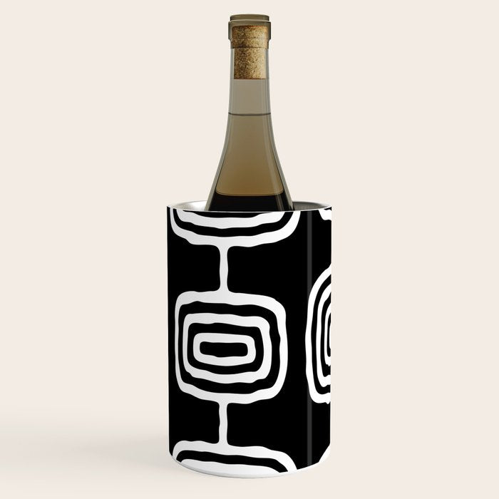 Mid Century Modern Atomic Rings Pattern 771 Black and White Wine Chiller Gallery Image 2