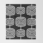 Mid Century Modern Atomic Rings Pattern 771 Black and White Throw Blanket Gallery Image 2