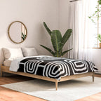 Mid Century Modern Atomic Rings Pattern 771 Black and White Comforter Gallery Image 2