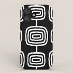 Mid Century Modern Atomic Rings Pattern 771 Black and White iPhone Case Gallery Image 1