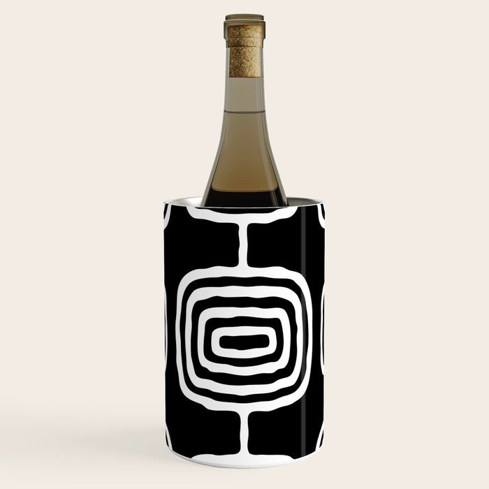 Mid Century Modern Atomic Rings Pattern 771 Black and White Wine Chiller Gallery Image 1
