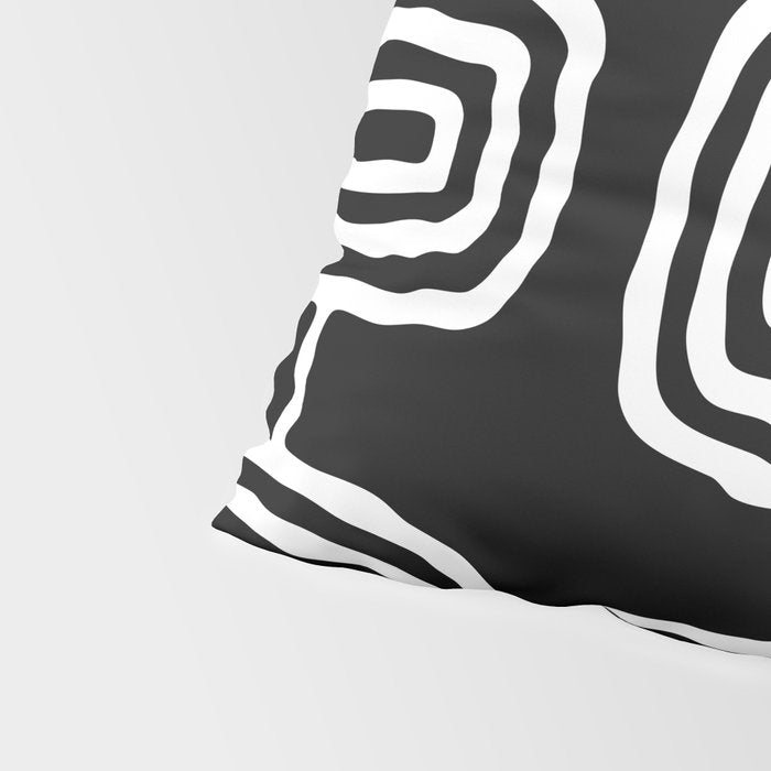 Mid Century Modern Atomic Rings Pattern 771 Black and White Pillow Sham Gallery Image 4