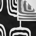 Mid Century Modern Atomic Rings Pattern 771 Black and White Wall Tapestry Gallery Image 3