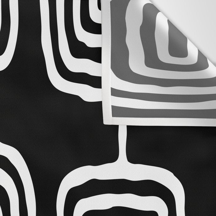 Mid Century Modern Atomic Rings Pattern 771 Black and White Wall Tapestry Gallery Image 3