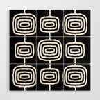 Mid Century Modern Atomic Rings Pattern 771 Black and White Wood Wall Art Gallery Image 1