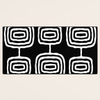 Mid Century Modern Atomic Rings Pattern 771 Black and White Desk Mat Gallery Image 3