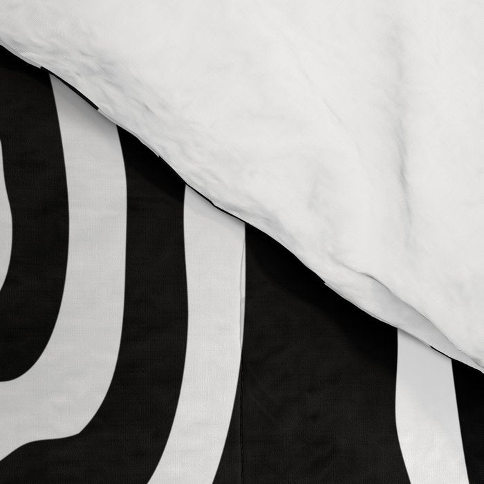Mid Century Modern Atomic Rings Pattern 771 Black and White Comforter Gallery Image 4