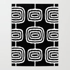 Mid Century Modern Atomic Rings Pattern 771 Black and White Poster Gallery Image 4