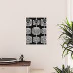 Mid Century Modern Atomic Rings Pattern 771 Black and White Poster Gallery Image 2