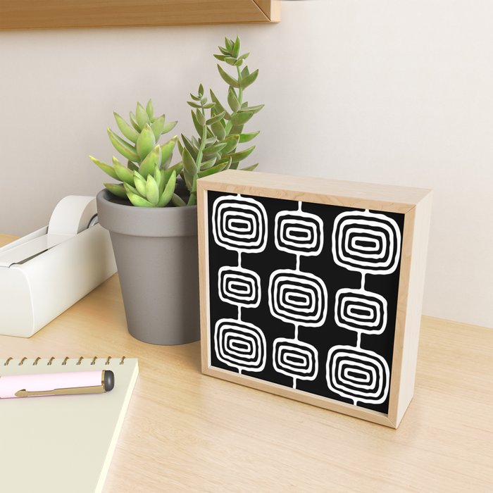 Mid Century Modern Atomic Rings Pattern 771 Black and White Mini Art Print Gallery Image 2