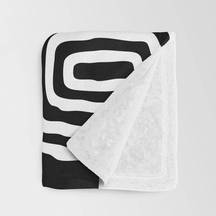 Mid Century Modern Atomic Rings Pattern 771 Black and White Throw Blanket Gallery Image 3