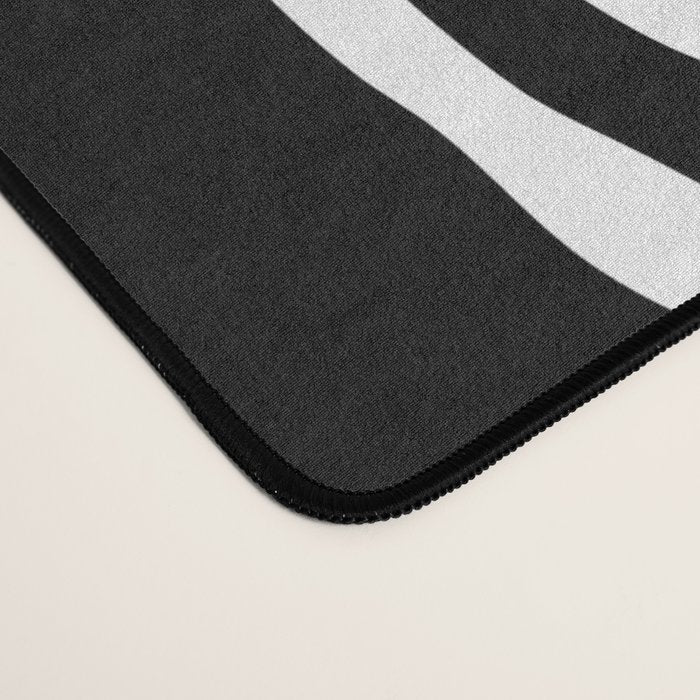 Mid Century Modern Atomic Rings Pattern 771 Black and White Desk Mat Gallery Image 4