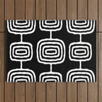 Mid Century Modern Atomic Rings Pattern 771 Black and White Outdoor Rug Gallery Image 1