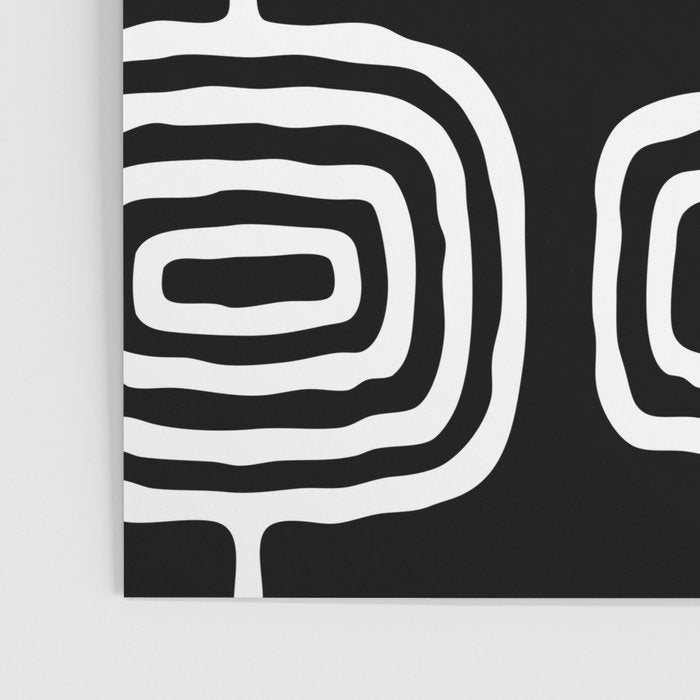 Mid Century Modern Atomic Rings Pattern 771 Black and White Poster Gallery Image 3