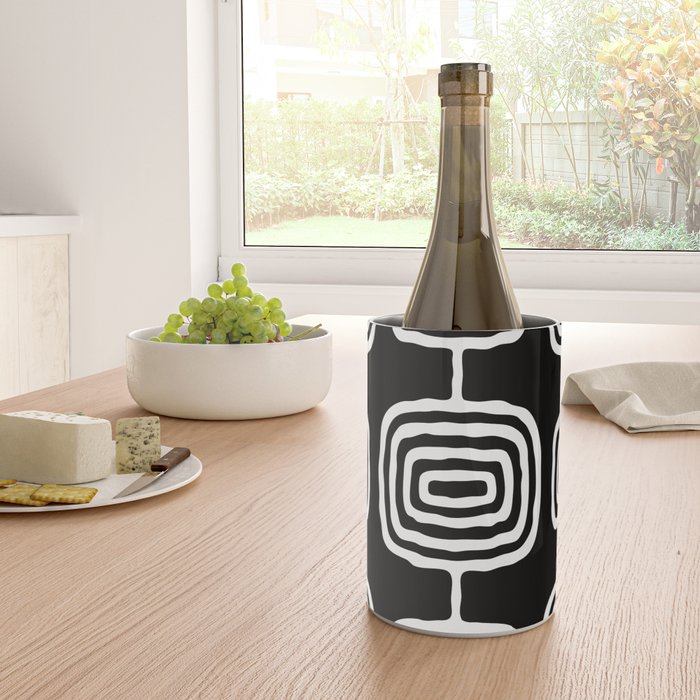 Mid Century Modern Atomic Rings Pattern 771 Black and White Wine Chiller Gallery Image 4