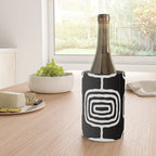 Mid Century Modern Atomic Rings Pattern 771 Black and White Wine Chiller Gallery Image 4