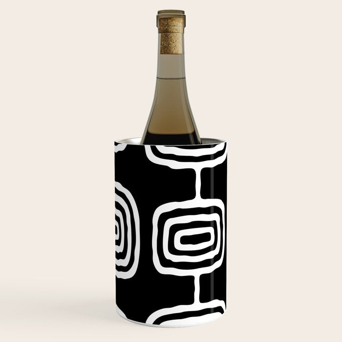 Mid Century Modern Atomic Rings Pattern 771 Black and White Wine Chiller Gallery Image 3