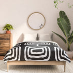 Mid Century Modern Atomic Rings Pattern 771 Black and White Comforter Gallery Image 3