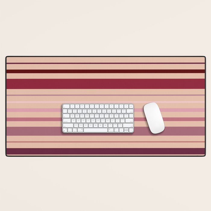Dusty Rose And Blush Stripes Desk Mat Gallery Image 1