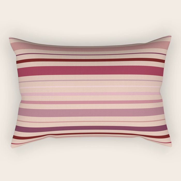 Dusty Rose And Blush Stripes Rectangular Pillow Gallery Image 2