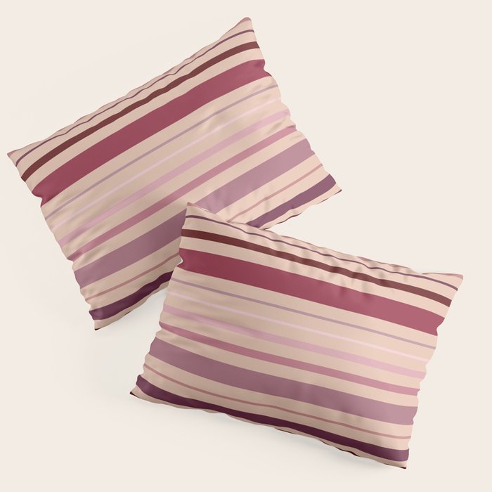 Dusty Rose And Blush Stripes Pillow Sham Gallery Image 3