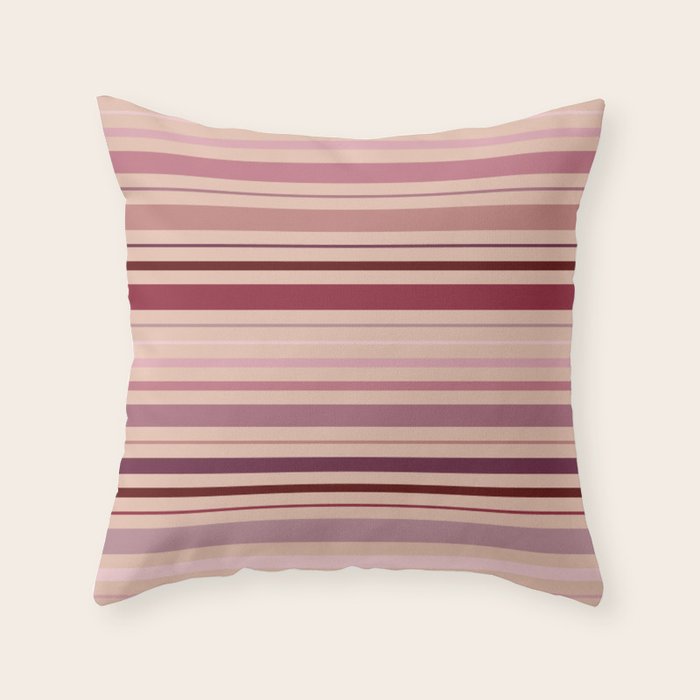 Dusty Rose And Blush Stripes Throw Pillow Gallery Image 6