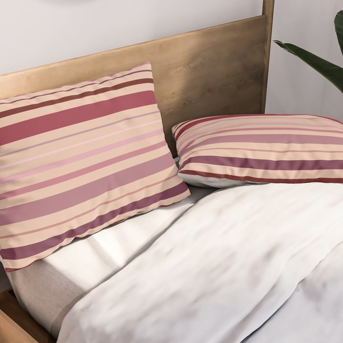 Dusty Rose And Blush Stripes Pillow Sham Gallery Image 2