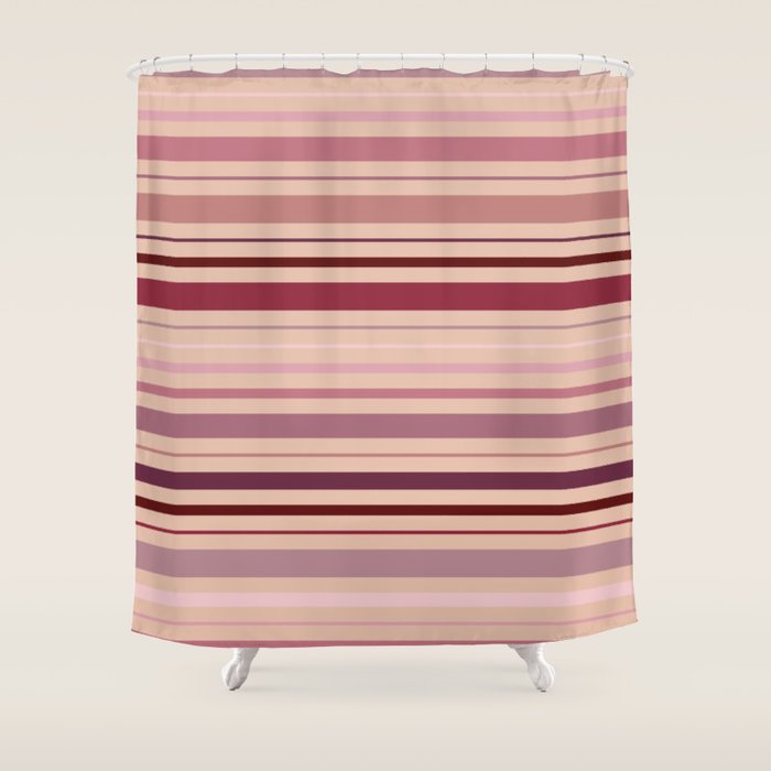 Dusty Rose And Blush Stripes Shower Curtain Gallery Image 1