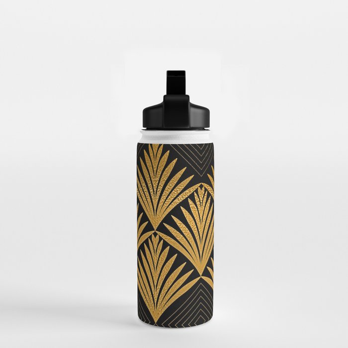 Art Deco Luxurious Gold and Ebony Black Elegant Design Water Bottle Gallery Image 2