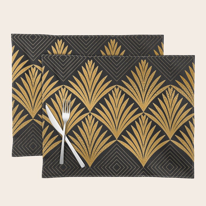 Art Deco Luxurious Gold and Ebony Black Elegant Design Placemat Gallery Image 1