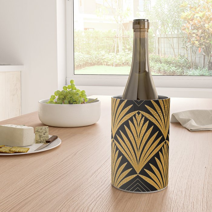 Art Deco Luxurious Gold and Ebony Black Elegant Design Wine Chiller Gallery Image 4