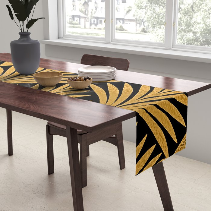 Art Deco Luxurious Gold and Ebony Black Elegant Design Table Runner Gallery Image 2