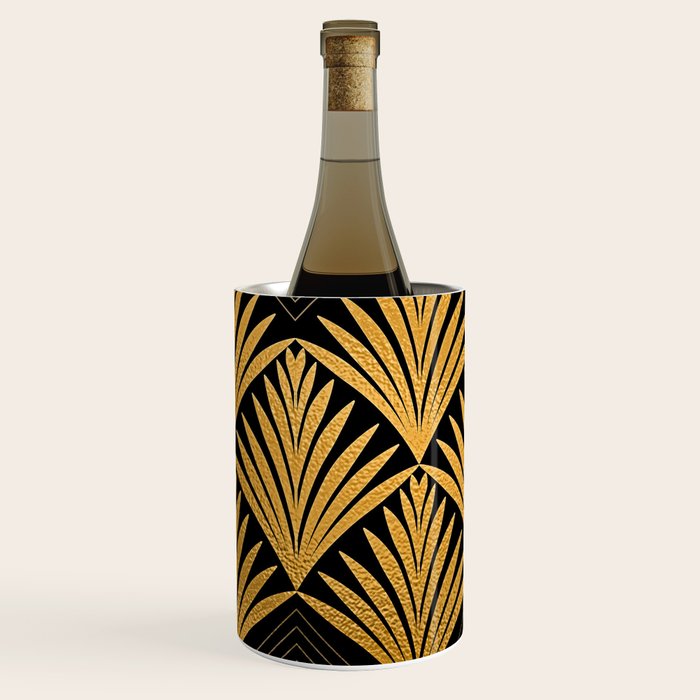 Art Deco Luxurious Gold and Ebony Black Elegant Design Wine Chiller Gallery Image 2