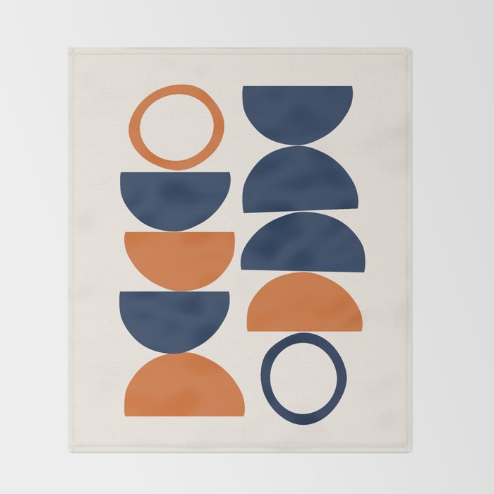 Abstract Shapes 19 in Orange and Navy Blue Throw Blanket Gallery Image 2
