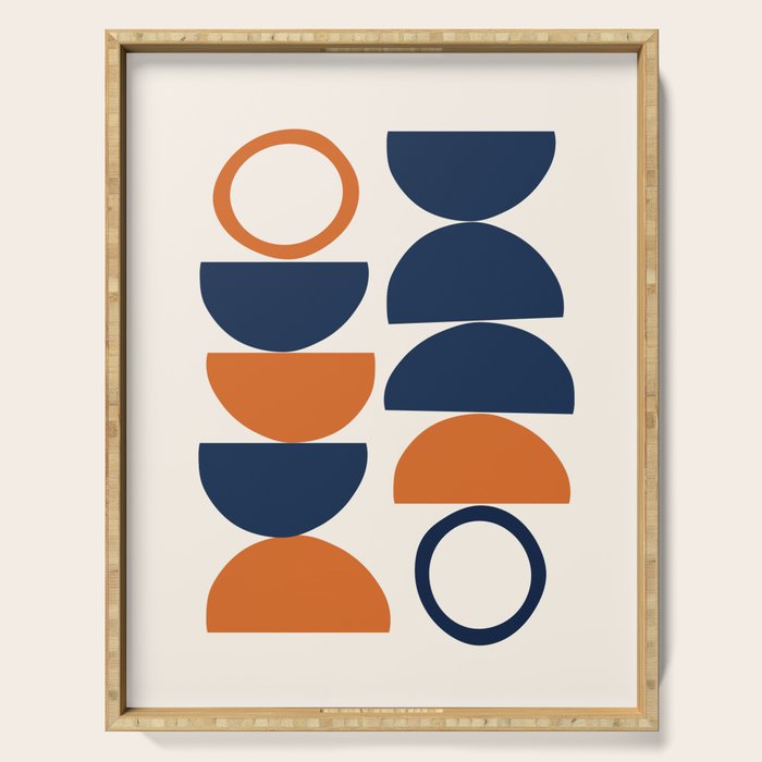 Abstract Shapes 19 in Orange and Navy Blue Serving Tray Gallery Image 1