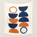 Abstract Shapes 19 in Orange and Navy Blue Wall Tapestry Gallery Image 4