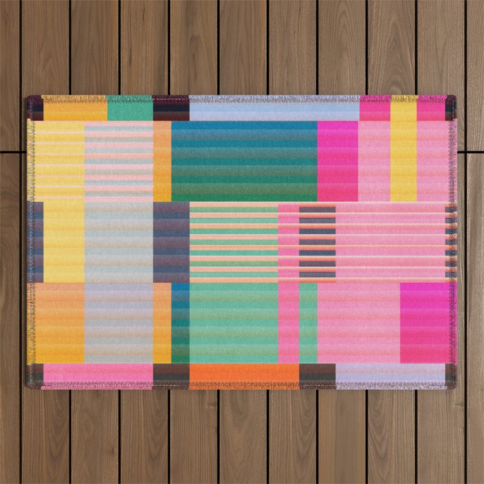 Colorful Geometric Abstract Art 22 Outdoor Rug Gallery Image 1