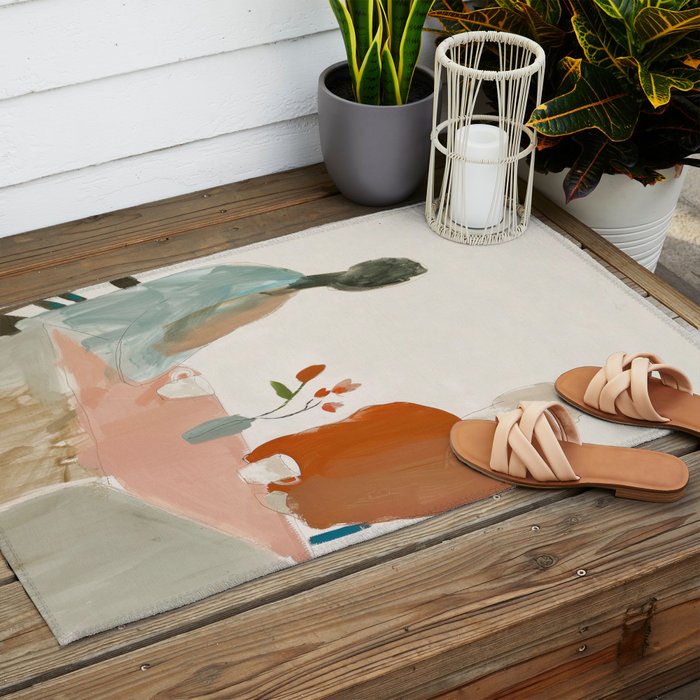 Abstract Cafe Stillness Outdoor Rug Gallery Image 2