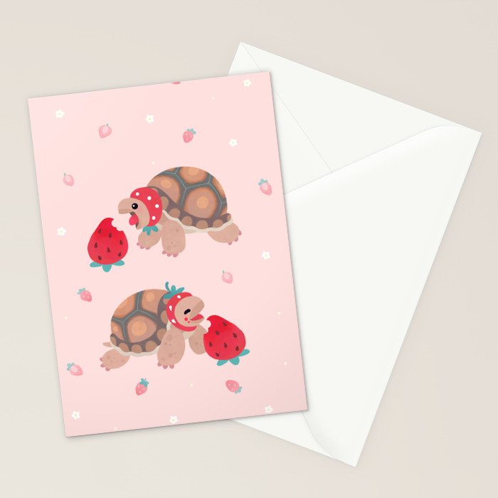 Tortoises love strawberries Stationery Card Gallery Image 2