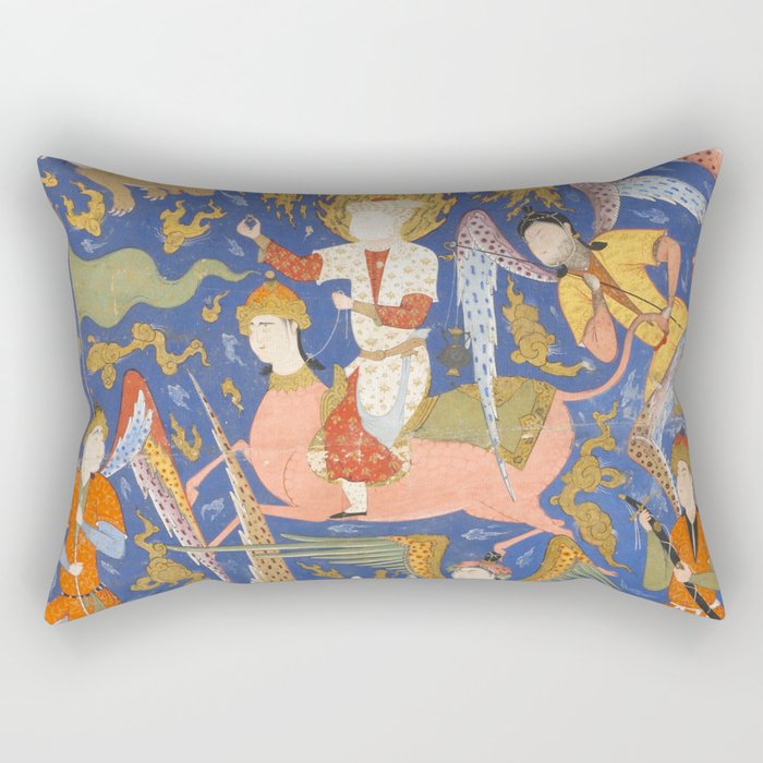 Falnama (Book of omens), The Night Journey (Miâraj) Rectangular Pillow Gallery Image 2