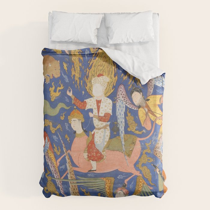 Falnama (Book of omens), The Night Journey (Miâraj) Duvet Cover Gallery Image 6