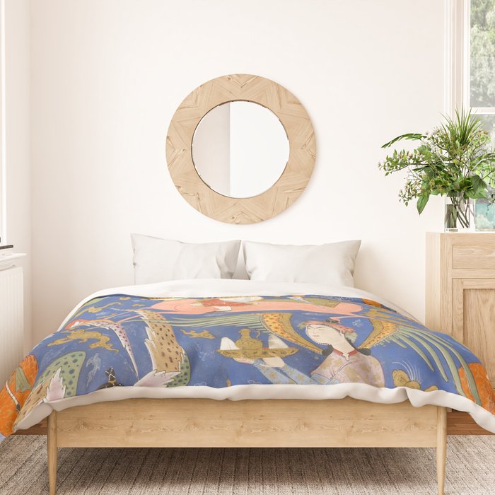 Falnama (Book of omens), The Night Journey (Miâraj) Duvet Cover Gallery Image 3