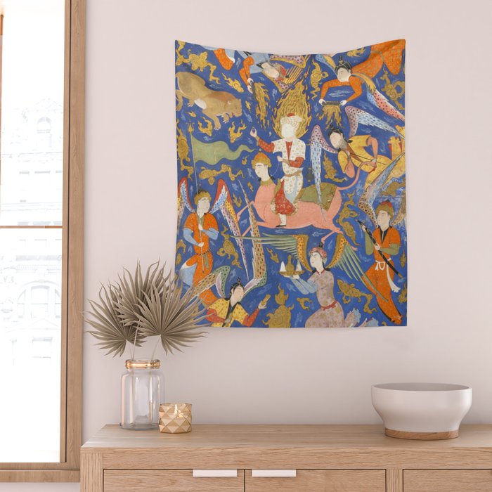Falnama (Book of omens), The Night Journey (Miâraj) Wall Tapestry Gallery Image 2
