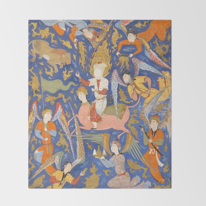 Falnama (Book of omens), The Night Journey (Miâraj) Throw Blanket Gallery Image 2