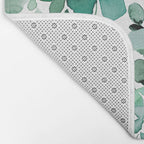 Watercolor Eucalyptus Botanical Green Leaves Bath Mat Gallery Image 2