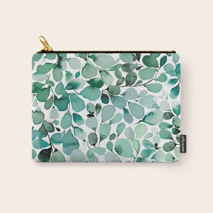 Watercolor Eucalyptus Botanical Green Leaves Carry All Pouch Gallery Image 1