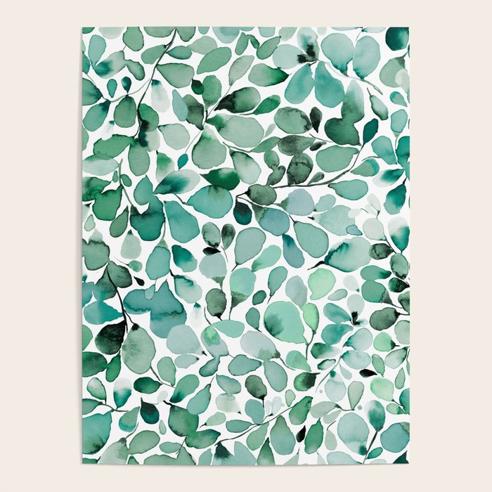 Watercolor Eucalyptus Botanical Green Leaves Poster Gallery Image 4
