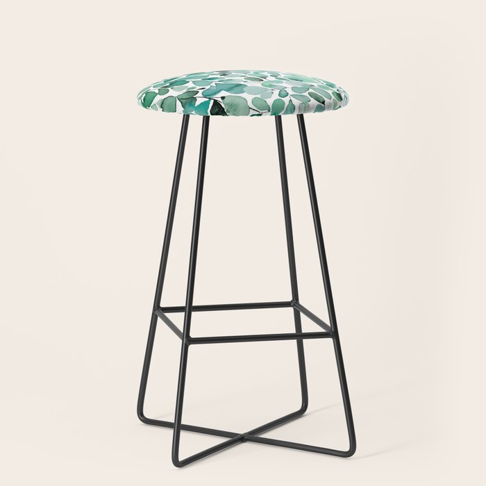 Watercolor Eucalyptus Botanical Green Leaves Stool Gallery Image 1
