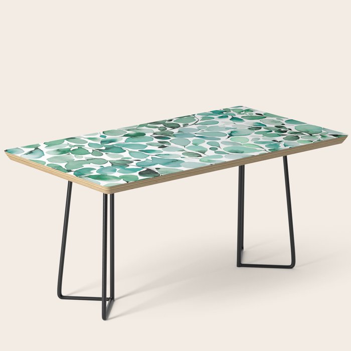 Watercolor Eucalyptus Botanical Green Leaves Coffee Table Gallery Image 1